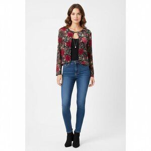 Vintage One Button Semi Sheer Velvet Iridescent Cardigan